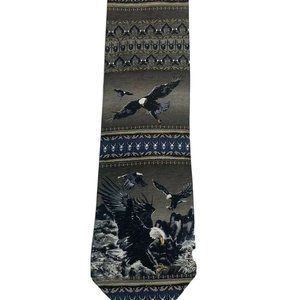 TESORO ROSSO Mens Tie Bald Eagles Gray Black White